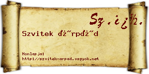 Szvitek Árpád névjegykártya